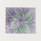 Tenture Rêve de fleurs, Abstrait violet vert Fractal Art (Devant (Horizontal))