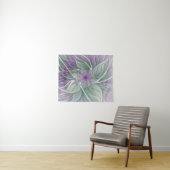 Tenture Rêve de fleurs, Abstrait violet vert Fractal Art (En situation (horizontale))