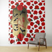 Tenture Révélation du sexe de bébé : Armes à feu ou Roses  (En situation)