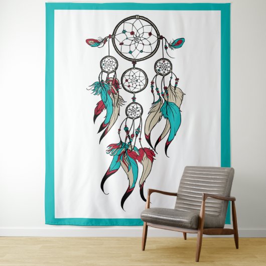 Tenture Rêveuse à plumes colorées (En situation)