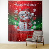 Tenture Rhinestones Snowman Holiday Backdrop (En situation)