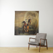 Tenture Rhodesian Ridgeback avec Lion (En situation)