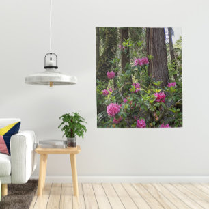 Tenture Rhododendrons roses dans une forêt florale