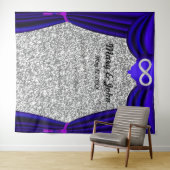 Tenture Rideau bleu infini diamant paillettes argentées (En situation (horizontale))