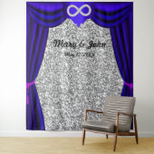 Tenture Rideau bleu infini diamant paillettes argentées (En situation)