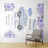 Tenture Rideau de douche à travers la Florale Bleue (En situation (horizontale))