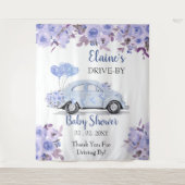 Tenture Rideau de douche à travers la Florale Bleue (Devant)