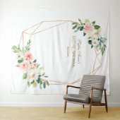 Tenture Rideau de Photobooth de Mariage Fleurs Rose Doré (En situation (horizontale))