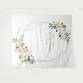 Tenture Rideau de Photobooth de Mariage Fleurs Rose Doré (Devant (Horizontal))