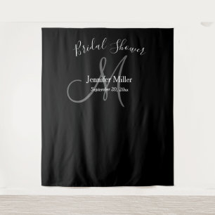 Tenture Rideau de Photomaton Mariage Noir Gris Monogramme 