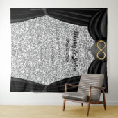 Tenture Rideau noir à l'infini avec paillettes argentées e (En situation (horizontale))