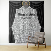 Tenture Rideau noir à l'infini or paillettes argentées (En situation)