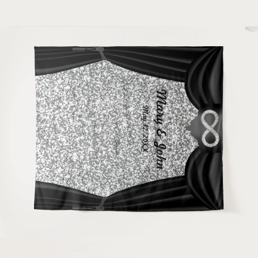 Tenture Rideau noir infini diamant paillettes argentées (Devant (Horizontal))