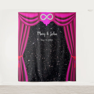 Tenture Rideau Rose Infini Diamant Paillettes Noires