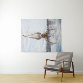 Tenture Rinder Dans La Tempête De Neige L'Hiver (En situation (horizontale))