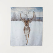 Tenture Rinder Dans La Tempête De Neige L'Hiver (Devant)