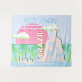 Tenture Rio de Janeiro Brésil Voyage Art Blue Illustration (Devant (Horizontal))