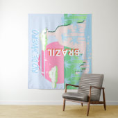 Tenture Rio de Janeiro Brésil Voyage Art Blue Illustration (En situation)