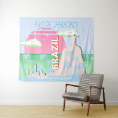 Tenture Rio de Janeiro Brésil Voyage Art Blue Illustration (En situation (horizontale))