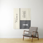 Tenture Robe blanche élégante sur gris - Baby shower de ma (En situation)