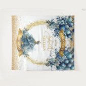 Tenture Robe Bleue et Ballons Dorés Anniversaire des 16 an (Devant (Horizontal))