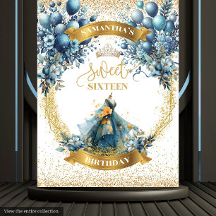 Tenture Robe d'aquarelle sweet sixteen bleu or