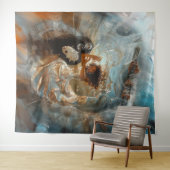 Tenture Robe d'argent Priestess Occult Dark Witchk AI Art (En situation (horizontale))