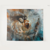 Tenture Robe d'argent Priestess Occult Dark Witchk AI Art (Devant (Horizontal))