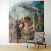 Tenture Robe d'argent Priestess Occult Dark Witchk AI Art (En situation)