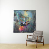 Tenture Robe d'argent Priestess Occult Dark Witchk AI Art (En situation (horizontale))