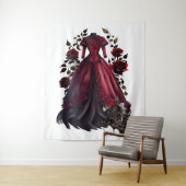 Tenture Robe et talons rouges victoriens | Antique Rose Go (En situation)