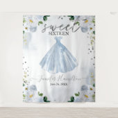 Tenture Robe rose floral bleu sucré 16 fond (Devant)