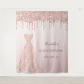 Tenture Robe rose gold rose pour Quinceanera (Devant)