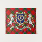Tenture Robertson Clan Badge & Unicorns w/Tartan (Devant (Horizontal))