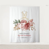 Tenture Robes Faux Or Floral Quinceanera 15e Anniversaire (Devant)