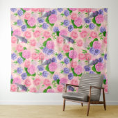 Tenture Robin et fleurs, motif aquarelle (En situation (horizontale))