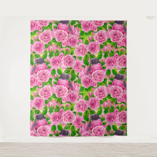 Tenture Robin rose et rose (Devant)