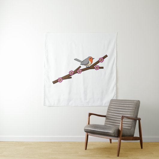 Tenture Robin sur Sakura (En situation)