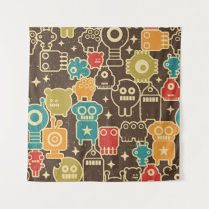 Tenture Robot et monstres motif moderne sans faille en arr