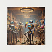 Tenture robots having fun in a bar (Devant)