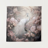 Tenture Rocher blanc romantique et Fleurs rose pâle (Devant)