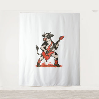 Tenture Rocker Cow, Vache Jouant de la guitare