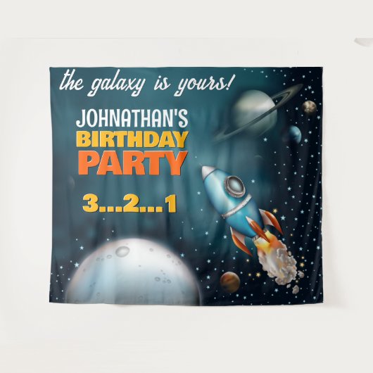 Tenture Rocketship Space Adventure Anniversaire Contexte (Devant (Horizontal))