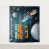Tenture Rocketship Space Adventure Anniversaire Contexte (Devant)