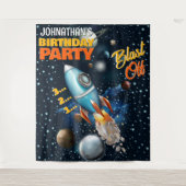 Tenture Rocketship Space Adventure Anniversaire de enfant (Devant)