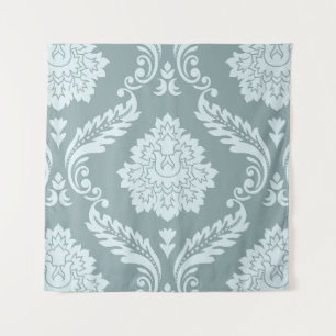 Tenture Rococo Damask grand motif œuf de canard bleu + sar