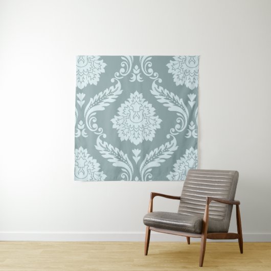 Tenture Rococo Damask Lg Pattern Duck Egg Blue+Teal (En situation)