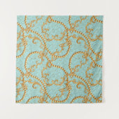 Tenture Rococo golden elements seamless pattern. Gold text (Devant (Horizontal))