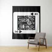 Tenture Roi Royal & Reine des Cœurs Crânes & Roses (En situation)