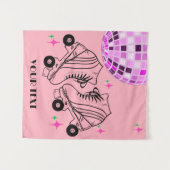 Tenture Roller Skates Derby Patinage rose Disco Anniversai (Devant (Horizontal))
